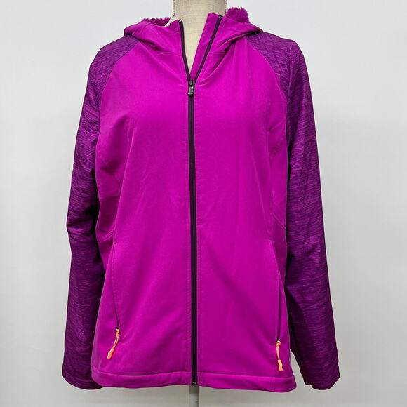 TEK Gear Warmtek Sherpa Fleece Lined Womens Pink Magenta Hooded Jacket XL - Picture 1 of 12